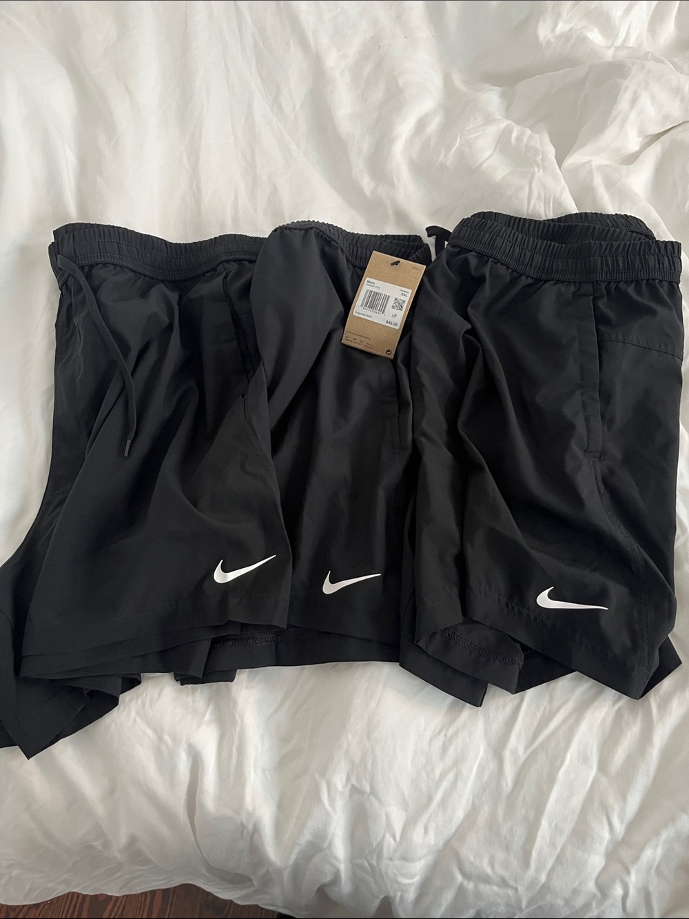 Nike Black Athletic Shorts with White Swoosh (3-Pack)